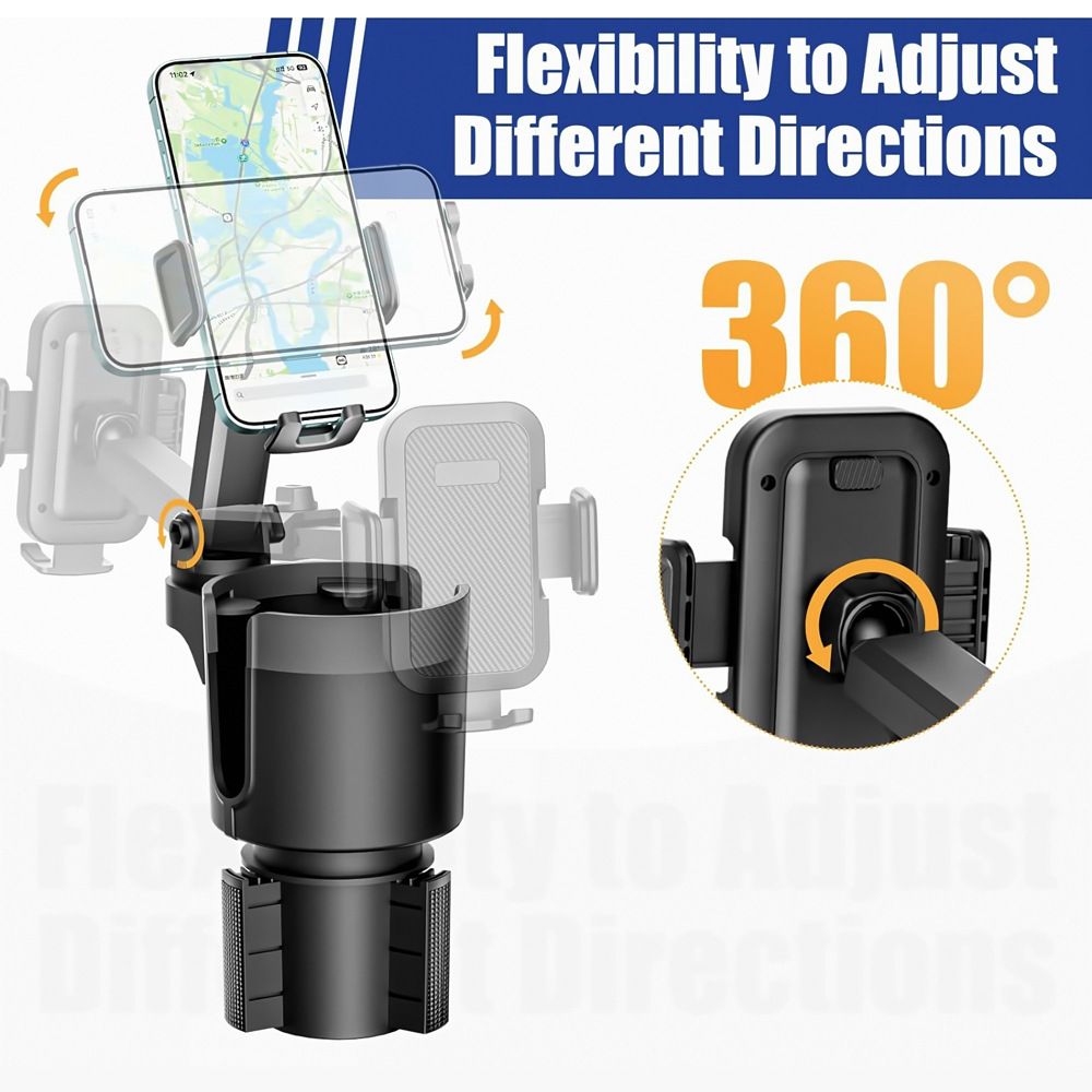 Upgraded Large Cup Holder Phone Mount for Car, 2 in 1 Car Cup Holder Expander