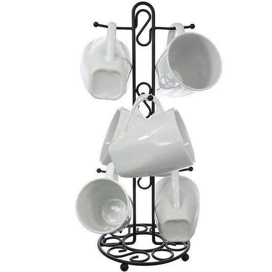 Farmhouse Coffee Mug Rack, Coffee Mug Tree for 6 Mugs