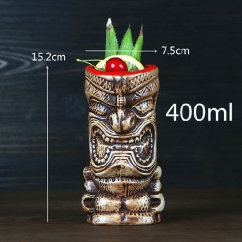 450ml Ceramic Tiki Mug Creative Porcelain Beer Wine Mug Cup Bar Tool -