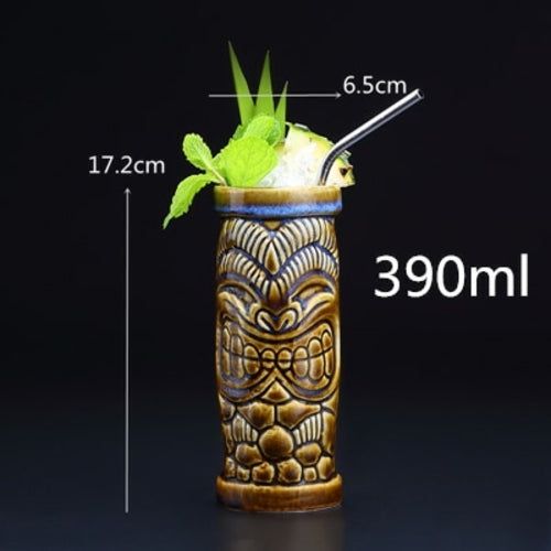 450ml Ceramic Tiki Mug Creative Porcelain Beer Wine Mug Cup Bar Tool -