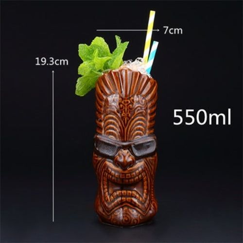 450ml Ceramic Tiki Mug Creative Porcelain Beer Wine Mug Cup Bar Tool -