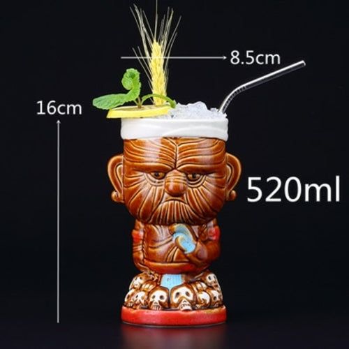 450ml Ceramic Tiki Mug Creative Porcelain Beer Wine Mug Cup Bar Tool -