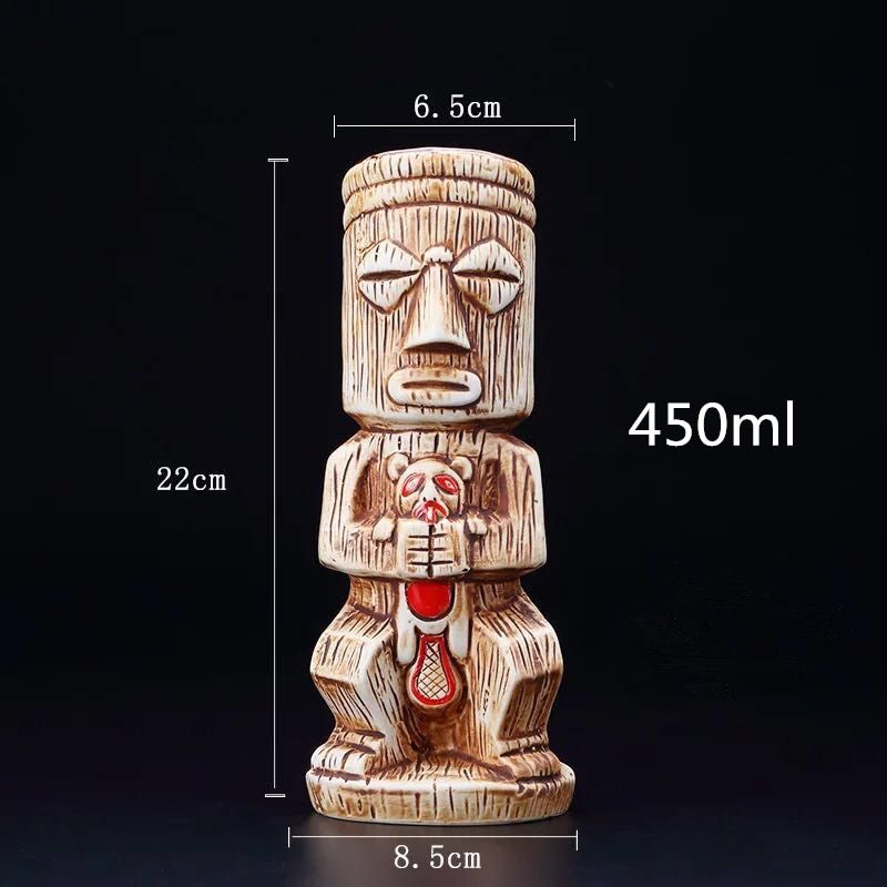 450ml Ceramic Tiki Mug Creative Porcelain Beer Wine Mug Cup Bar Tool -