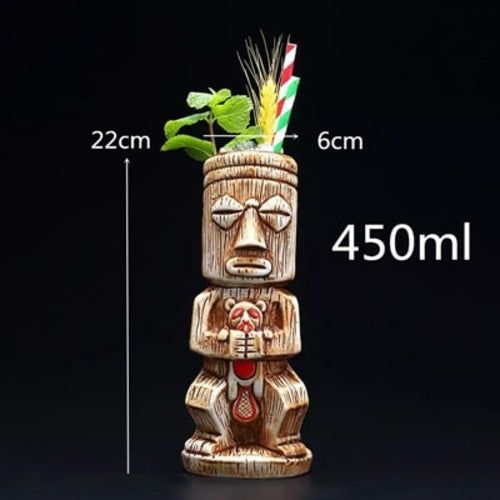 450ml Ceramic Tiki Mug Creative Porcelain Beer Wine Mug Cup Bar Tool -