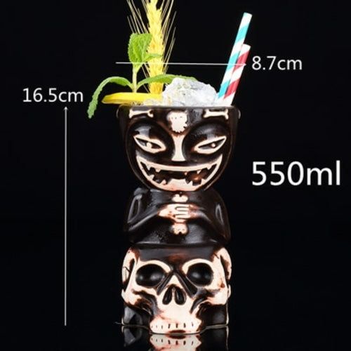 450ml Ceramic Tiki Mug Creative Porcelain Beer Wine Mug Cup Bar Tool -