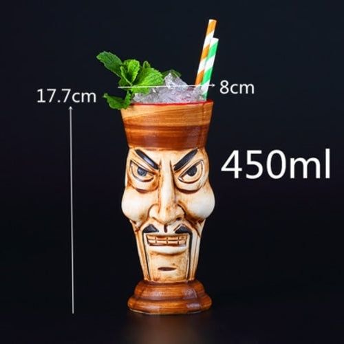 450ml Ceramic Tiki Mug Creative Porcelain Beer Wine Mug Cup Bar Tool -