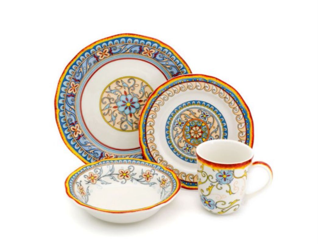 32-Piece Pattern Multicolor/Italian Design Stoneware Dinnerware Set (Serves 8)