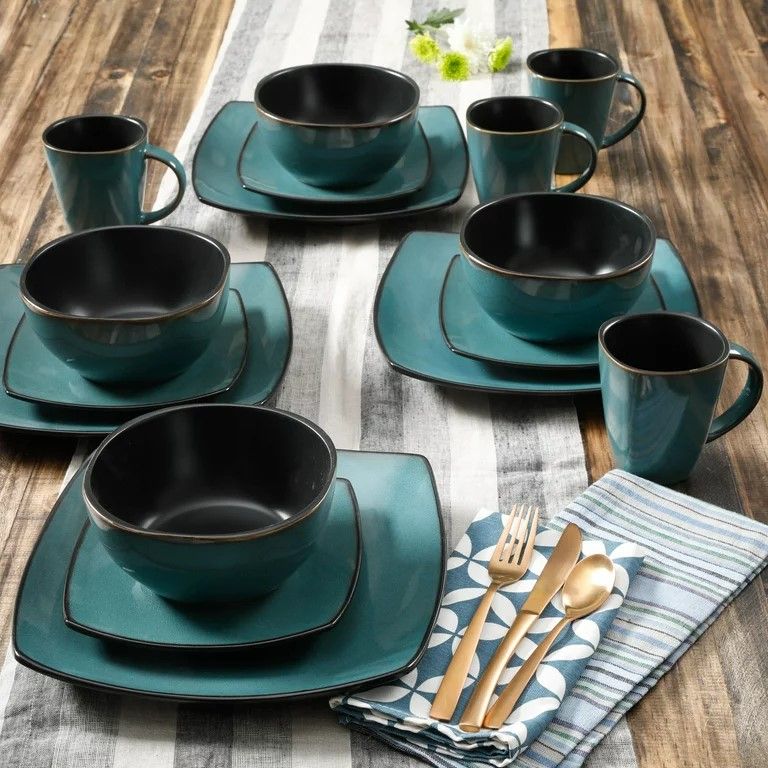 Square Stoneware 16 Piece Dinnerware Set