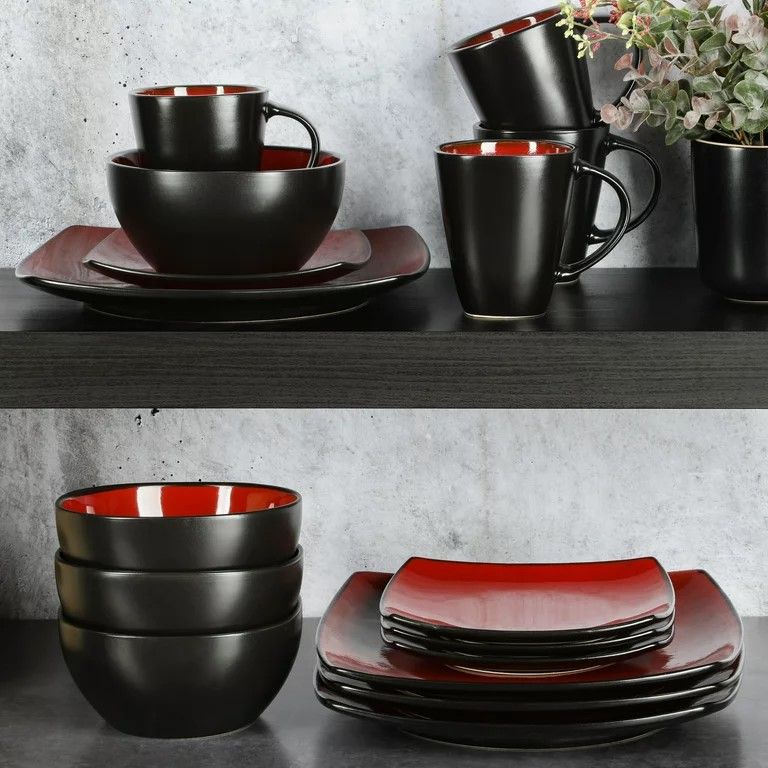 Square Stoneware 16 Piece Dinnerware Set