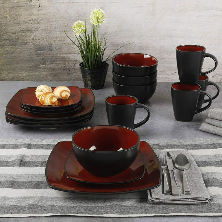 Square Stoneware 16 Piece Dinnerware Set