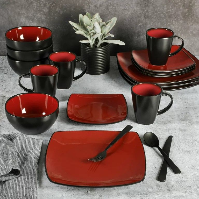 Square Stoneware 16 Piece Dinnerware Set