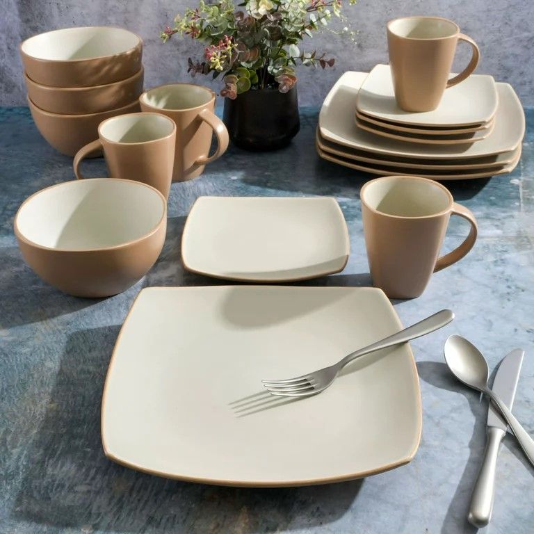 Square Stoneware 16 Piece Dinnerware Set